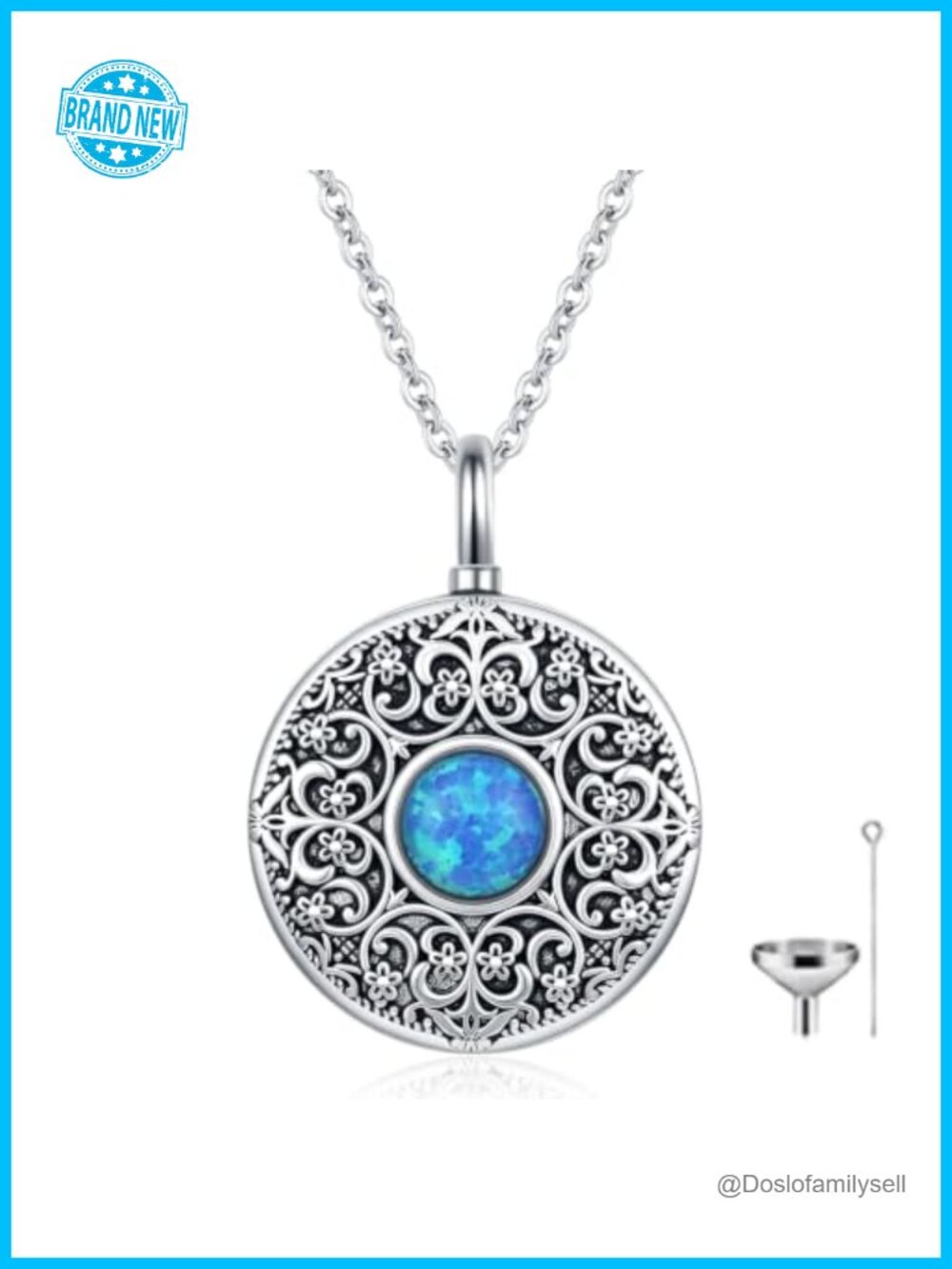 Opal Urn Necklace for Ashes Memorial Keepsake Jewelry with Funnel Filler